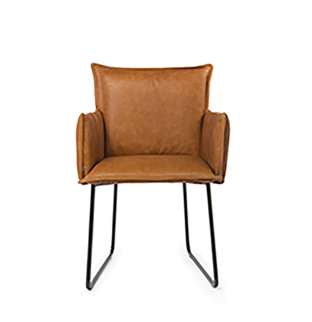Duke Dining Chair With Arm Bonaza Tan Front (2)