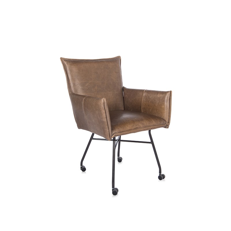 Sanne Diningchair With Arm With Wheel Luxor Fango Oblique